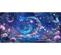 Diamond Painting Luna Pintura de Diamante Flor Diamond Painting Niños, DIY Manualidades Adultos, 5D Cuadro Diamantes Bordado Punto de Cruz Artesanía Kits para Decoración Pared, Regalo 80x160cm J2-688
