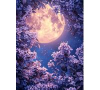 Diamond Painting Luna Pintura Diamante Adultos 5D DIY Diamond Art Kit Completo, Pintar con Diamantes Manualidades, Morada Dibujos con Diamantes, Christmas Dormitorios la Decoración 35x45 cm JZ-491