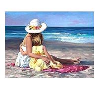 Diamond Painting Madre E Hija Junto Al Mar 5D Taladro Completo de Diamond Painting Kit Punto de Cruz Diamante Artes Manualidades Decoración de Pared del Hogar (30X40cm)