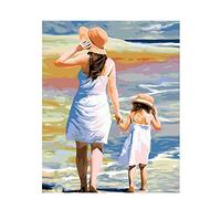 Diamond Painting Madre E Hija Junto Al Mar Diamante kits de Pintura Para Adultos Rhinestone BordadoCristal Pintura Diamante Para Hogar/Decoración/Regalo (30x40cm) 5D Pintura Diamante