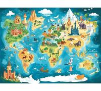Diamond Painting Mapa del Mundo 5D Diamond Painting Adultos Animal Pintura Diamante Manualidades Bordado de Punto de Cruz Kit Completo para Niños, DIY Cristal Art Kit, Decoracion Hogar 20x30cm G-846