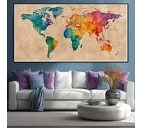 Diamond Painting Mapa del Mundo, 5D Pintura Diamante Retro Diamond Painting Adultos Grande Tamaño, Dibujos con Diamantes Punto de Cruz Kit Completo para Decoración del Hogar 100x50 cm (WL107)
