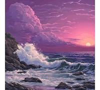 Diamond Painting Mar, Diamond Painting Adultos Atardecer, DIY Punto De Cruz Diamantes Para Manualidades NiñOs E Principiantes, Full Drill Pintura De Diamante Para Decoracion Hogar 90x90cm 5-112