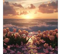 Diamond Painting Mar, Diamond Painting Adultos flor, DIY Punto De Cruz Diamantes Para Manualidades NiñOs E Principiantes, Cuadrado Full Drill Pintura De Diamante Para Decoracion Hogar 55x55cm 5-106