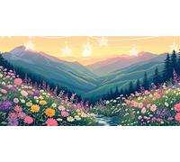 Diamond Painting Margarita Diamond Painting Adultos Montaña Manualidades Adultos,Dibujos con Diamantes Bordado Punto de Cruz Manualidades, Dimond Art para Decoración Pared Del Hogar 40x80cm G6-533