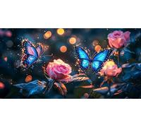 Diamond Painting Mariposa 5D Dibujos Con Diamantes, DIY Diamond Painting Adultos Flor Pintura de Diamante Kit Manualidades NiñOs Cristal Regalo for Para DecoracióN de Pared del Hogar 55x110cm J0P-389