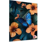 Diamond Painting Mariposa Diamond Painting Adultos Flor Dibujos con Diamantes Kit 5D Pintura de Diamante Manualidades Adultos DIY Pintar con Diamantes Punto de Cruz para Decor Hogar 80x110cm M-25