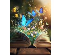 Diamond Painting Mariposa Diamond Painting Kit Completo, Libro Pintura de Diamantes Kit para Adultos, DIY Punto de Cruz Cuadro Diamantes Manualidades Adultos, para Decoración del Hogar 80x120cm H-1260