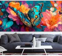 Diamond Painting Mariposa Diamond Painting niños Flor Pintura Diamante de Bordado para Principiantes,DIY Pintura de Diamantes Kit Completo Cristal Puzzle,Kit Punto Cruz Adultos,Decor 100x300cm VQ-1111
