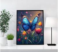 Diamond Painting Mariposa, Flor Diamond Painting Adultos, Kit Completo de Pintura de Diamante para Adultos y Niños, 5D Cristal Pintura De Diamante Para Decoración De Pared Del Hogar 100x135cm 7LO-71
