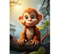 Diamond Painting Mono, 5D Diamond Painting Adultos Abstracto, DIY Manualidades Adultos Kit Punto de Cruz, Cuadro Diamantes Art Rhinestones Bordado Kit, para Decoración Hogar Regalo 50x65cm 6-2631