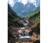 Diamond Painting Montaña 5D Redondo Pintura de Diamante Bosque DIY Adultos Manualidades, Punto de Cruz Puzzle Diamantes para Principiante Diamond Artpara Decoracion Modernos Del Hogar 40x60cm L-385