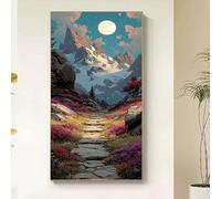 Diamond Painting Montaña Diamond Painting Adultos, Pintura Diamante Luna Dibujos con Diamantes, 5D Cristal Strass Punto de Cruz Manualidades Puzzle Kit Completo para Decoracion Hogar 50x100cm tg22-3r