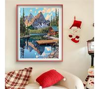 Diamond Painting Montaña Diamond Painting Adultos Río DIY Cristal de Estrás Pintura por Manualidades, Kit de Punto de Cruz, Puzzle de Diamantes, Arts and Crafts Para Navidad Decoración 50x70cm J0-139