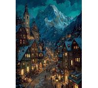 Diamond Painting MontañA, DIY 5D Diamond Painting Kit Calle, 5D Pintura Diamante Cuadro Diamantes DIY Full Drill Round Ricamo a Punto Croce Painting per Decorazioni Casa Pareti, Regalo 30x40cm 0-R493