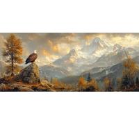 Diamond Painting MontañA Nevada, 5D Diamond Painting Adultos áGuila, DIY Kit Manualidades Adultos, 5D Punto de Cruz Cuadro Diamante, DIY Pintura de Diamante Kits, Primavera Decor, 110x50cm 5-3211