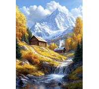 Diamond Painting MontañA Nevada, 5D Diamond Painting Adultos RíO, DIY Manualidades Adultos Kit Punto de Cruz, Cuadro Diamantes Art Rhinestones Bordado Kit, para Decoración Hogar 40x50cm 4-8929