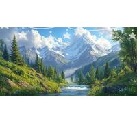 Diamond Painting Montaña Nevada Diamond Painting Adultos Nube Blanca Manualidades Adultos, DIY Dibujos con Diamantes Manualidades, Dimond Painting Kit para Decoración Pared Del Hogar 80x160cm G6-473