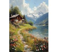 Diamond Painting MontañA Pintura Diamante Casas Diamond Painting Adultos Principiante 5D DIY Punto de Cruz Diamante Manualidades Adultos Kit para Decoracion Hogar, Regalo Mujer 30x40cm -bby2605C2