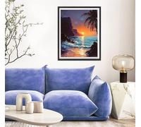 Diamond Painting Montaña Pintura Diamante Océano, DIY 5D Kit Completo de Pintura de Diamante para Adultos y Niños, Diamantes Cristal Artesanía para Decoración Del Hogar, Regalos 80x110cm s-10822