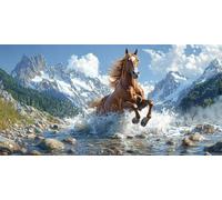 Diamond Painting Montañas Nevadas 5D Dibujos Con Diamantes, DIY Diamond Painting Adultos Caballo Pintura de Diamante Kit Manualidades NiñOs Cristal Regalo for Para DecoracióN Pared 55x110cm CJ0P-883
