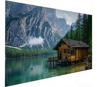 Diamond Painting Montañas y ríos, Cabaña Pintar por Numeros Adultos, Manualidades Adultos, Kit Bordado Principiantes, Punto De Cruz DIY Diamante, Navideña Decoración de Pared del Hogar 30x60cm W-741