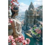 Diamond Painting Mujer, 5D DIY Diamond Painting Adultos Arquitectura, Pintura de Diamante Manualidades Adultos, Punto de Cruz Cristal Cuadros de Diamantes Kit, Decoración Hogar, 90x120cm 4-9550