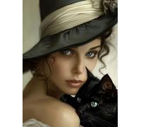 Diamond Painting Mujer Diamond Painting Adultos, 5D Cuadro Diamantes Gato Pintura Diamante Manualidades Niños, DIY Crystal Bordado Punto de Cruz Kit Completo, Decoración Hogar Regalo 70x100cm 6X-869