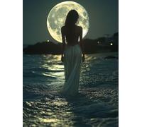 Diamond Painting Mujer, DIY 5D Diamond Painting Kit Luna, 5D Pintura Diamante Cuadro Diamantes Kit Bordado Principiantes DIY Full Drill Round Embroidery Kit per Decorazioni Pareti, 70x100cm P-H330