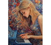 Diamond Painting Mujer, DIY 5D Diamond Painting Kit MúSica, 5D Pintura Diamante Cuadro Diamantes Kit Bordado Principiantes DIY Full Cuadrado Embroidery per Decorazioni Casa Pareti 70x100cm 3-8117