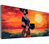 Diamond Painting Mujer, Pintura Diamantes Adultos, Punto de Cruz Kit Completo África, Diamond Art Kit Niños 5D, DIY Punto Diamante Cuadros Manualidades Adultos, Decoración Pared Salon 50x100cm C2-330