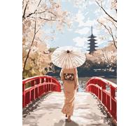 Diamond Painting Mujeres Japonesas, 5D Diamond Painting Adultos Arquitectura, DIY Manualidades Adultos Kit Punto de Cruz, Cuadro Diamantes Art Rhinestones Bordado Kit, Decoración Hogar 40x50cm 6-8287