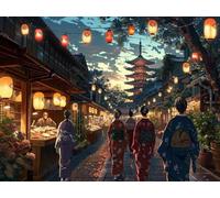 Diamond Painting Mujeres Japonesas Diamond Painting Adultos Arquitectura, 5D DIY Manualidades Adultos Kit Punto de Cruz, Cuadro Diamantes Cristal Artes Bordado Kit, Decoracion Navidad 40x50cm 6-6524