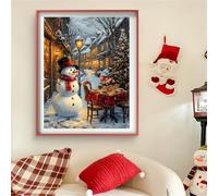 Diamond Painting Muñeco De Nieve Diamond Painting Adultos Árbol De Navidad DIY Cristal de Estrás Pintura por Manualidades, Kit de Punto de Cruz, Puzzle de Diamantes, Navidad Decoración 50x150cm J0-89