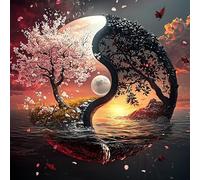 Diamond Painting Naturaleza: Yin y Yang, Diamond Painting Kit Completo Adultos, Árbol de la vida espiritual, DIY Cristal Pintura De Diamante Para, Painting Para Decoración De Pared Del Hogar 30x30cm