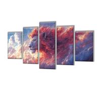 Diamond Painting Niños 5 Piezas Animal León Pintura Diamante Punto de Cruz Kit Completo, Principiantes Cuadros Diamantes Kit, DIY Manualidades para Adultos, Decoración Hogar Regali 200x120cm q-8