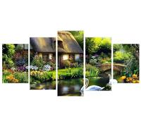 Diamond Painting Niños 5 Piezas cisne río Pintura Diamante Punto de Cruz Kit Completo,Principiantes Cuadros Diamantes Kit,DIY Manualidades para Adultos,Navidad Decoración Casa,Regalos 165x275cm Y-54