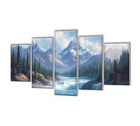 Diamond Painting Niños 5 Piezas montañas Río Pintura Diamante Punto de Cruz Kit Completo, Principiantes Cuadros Diamantes Kit, DIY Manualidades para Adultos, Decoración Hogar Regali 100x60cm q-1543