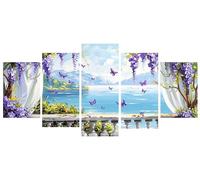 Diamond Painting Niños 5 Piezas paisaje balcón Pintura Diamante Punto de Cruz Kit Completo, Principiantes Cuadros Diamantes Kit, DIY Manualidades para Adultos, Navidad Decoración Casa 60x100cm Y-977