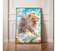 Diamond Painting Niños Animal LeóN Pintura Diamante Punto de Cruz Kit Completo, Principiantes Cuadros Diamantes Kit, DIY Manualidades para Adultos, Decoración Hogar Regali 90x120cm PjY14229 G-Q