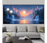 Diamond Painting Niños Atardecer Pintura Diamante Caer Cuadros de Diamantes Principiantes Puzzle Kits DIY 5D Rhinestones Cristal Bordado Pintar por Numeros Adultos, Decoración del Hogar 70x140cm z412f