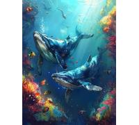 Diamond Painting Niños Ballena, DIY 5D Diamond Painting Kit Sea, 5D Pintura Diamante Cuadro Diamantes DIY Full Drill Cuadrado Ricamo a Punto Croce Painting per Decorazioni Casa Pareti 100x135cm J-4X48