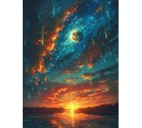 Diamond Painting Niños Cielo Estrellado, Diamond Painting Kit Atardecer, 5D Pintura Diamante Cuadro Diamantes DIY Full Drill Round Ricamo a Punto Croce Painting, Decorazioni Pareti 80x120cm J-HL87