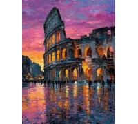 Diamond Painting Niños Coliseo, Diamond Painting Kit Roma, 5D Pintura Diamante Cuadro Diamantes DIY Full Drill Round Strass Ricamo a Punto Croce Painting per Decorazioni Casa Pareti 30x40cm 5-A182