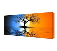 Diamond Painting Niños, Diamond Painting Grande XXL Lago Árbol, Manualidades Adultos Kit, Principiantes Cristal Bordado Punto de Cruz Pintura Pinturas, para Decoración Pared Hogar Regalo 35x70cm J-452