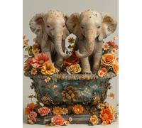 Diamond Painting Niños Elefante, Diamond Painting Kit Flor, 5D Pintura Diamante Cuadro Diamantes DIY Full Drill Round Strass Ricamo a Punto Croce Painting per Decorazioni Casa Pareti 80x120cm 2-J795