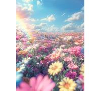 Diamond Painting Niños Flor, Diamond Painting Kit Nube, 5D Pintura Diamante Cuadro Diamantes Easy DIY Full Drill Round Strass Ricamo a Punto Croce Painting per Decorazioni Casa Pareti 40x60cm 7-2J67