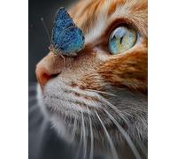 Diamond Painting Niños Gato, DIY 5D Diamond Painting Kit Mariposa, 5D Pintura Diamante Cuadro Diamantes DIY Full Drill Cuadrado Ricamo a Punto Croce Painting per Decorazioni Casa Pareti 30x40cm W-9J94