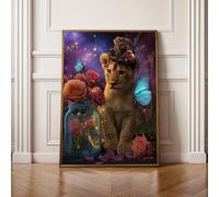 Diamond Painting Niños LeóN Flor Pintura Diamante Punto de Cruz Kit Completo, Principiantes Cuadros Diamantes Kit, DIY Manualidades para Adultos, Decoración Hogar Regali 100x135cm PjY13897 1-6