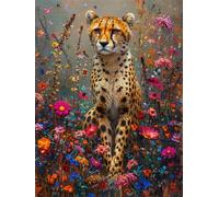Diamond Painting Niños Leopardo, Diamond Painting Kit Flor, 5D Pintura Diamante Cuadro Diamantes DIY Full Drill Cuadrado a Punto Croce Painting per Decorazioni Casa Pareti, Regalo 50x70cm J-7715